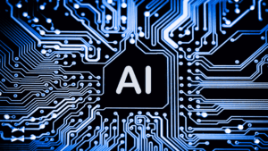 Abstract, close up of mainboard electronic computer background AI