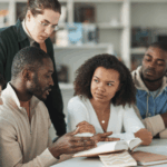 Instructor in classroom with students